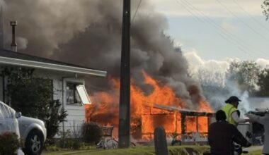 Tauranga house engulfed in flames on Carmichael Rd in Bethlehem