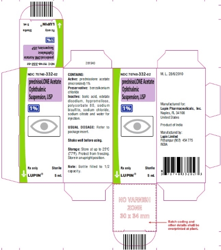 Packaging artwork template for prednisolone acetate ophthalmic suspension 1% eye drops, 5 mL carton.