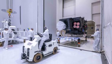 MTG-I2 was taken out of its protective casing at Europe’s Spaceport in French Guiana