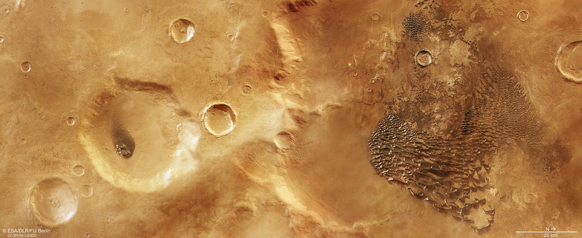 Image of the Kaiser crater taking by Mars Express. Credit - ESA/DLR/FU Berlin