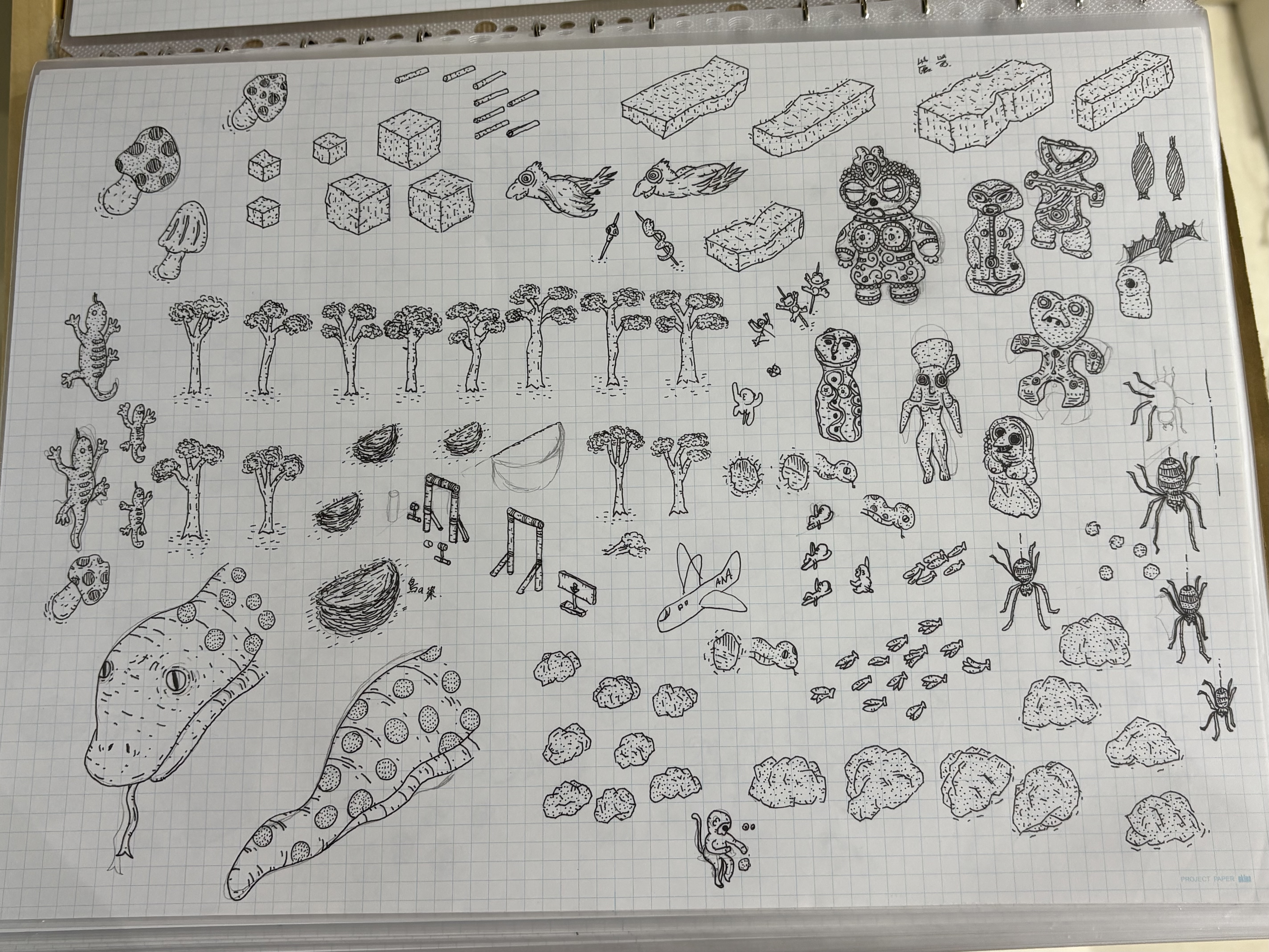 Artwork from hand-drawn indie game Finding Polka