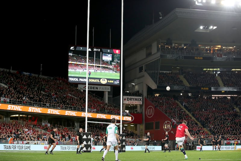 Lions' Elliot Daly kicks a penalty in the third Test against the All Blacks in July 2017. Photograph: Dan Sheridan/INPHO