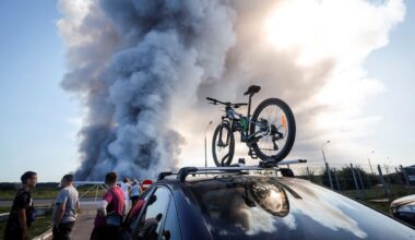 Ukrainian strikes on Russian warehouses kill eight workers and spark huge fires