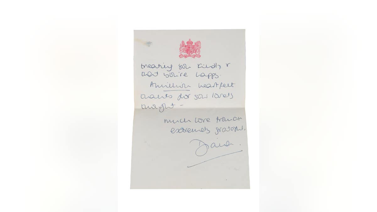 Princess Diana handwritten note.
