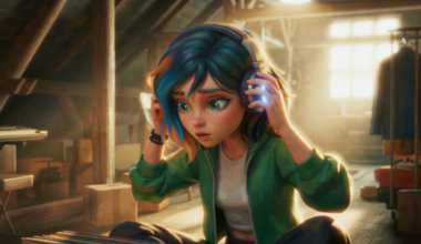 A shot from the animated AI film Tuning In, produced by Promise AI. The company is bringing in veteran screenwriters to work on its films.