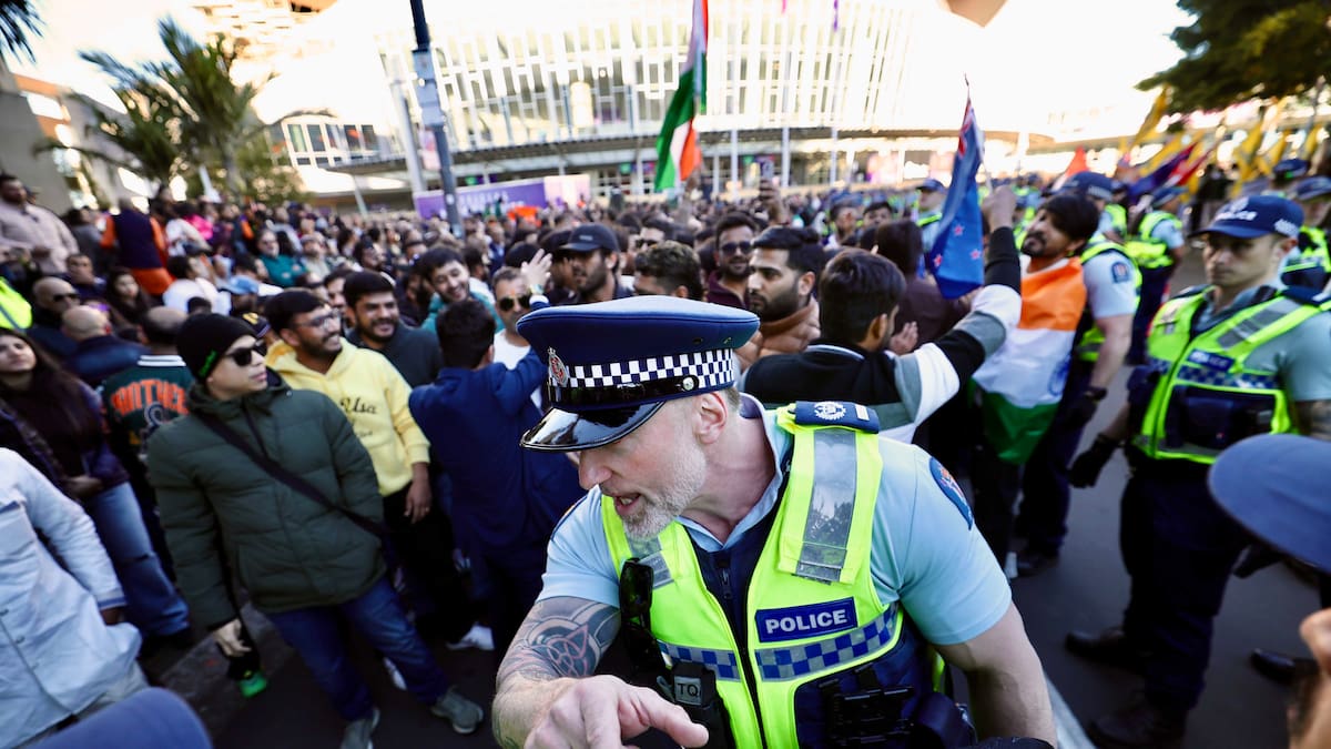 Protesters chant anti-immigration slogans as Indian PM Narendra Modi visits Auckland’s Spark Arena