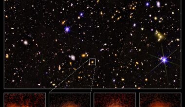 This image shows four of the massive quenched galaxies the JWST found in the early Universe. These images show them as they were around 9 billion years ago, during the Cosmic Noon. The Cosmic Noon was a period of peak star formation in the Universe's galaxies, yet many of these quenched galaxies have been found. Image Credit: David Maltby - University of Nottingham