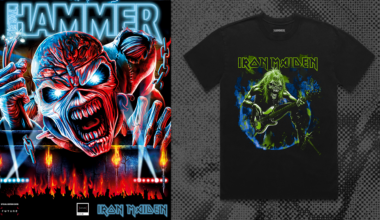 An Iron Maiden glowing Eddie shirt and magazine