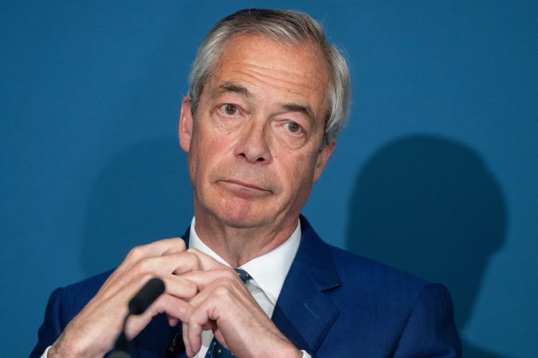 LONDON, UNITED KINGDOM - APRIL 20: Nigel Farage, leader of Reform UK, speaks during a press conference in Westminster as the party sets out plans to tighten immigration rules and review recent asylum decisions, in London, United Kingdom on April 20, 2026. (Photo by Thomas Krych/Anadolu via Getty Images)