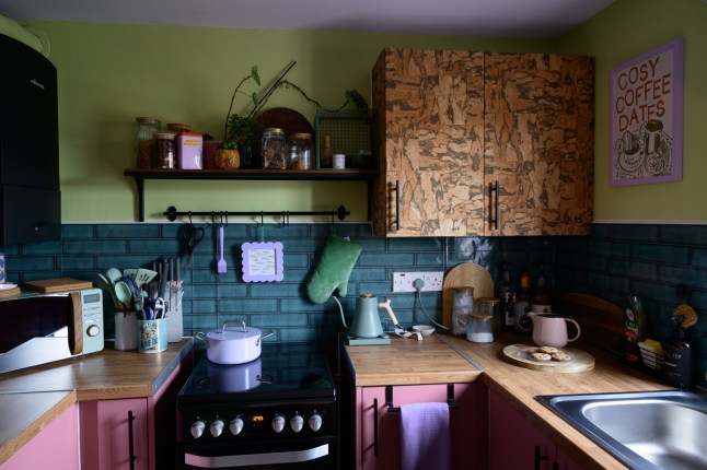 Interior designer Evelyn Lindley inside her one-bedroom flat in Marden, Kent.
