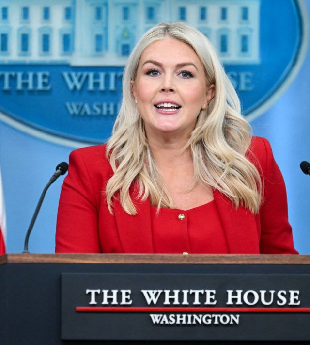 White House Press Secretary Karoline Leavitt speaks during a press briefing in the Brady Briefing Room of the White House in Washington, DC, on July 23, 2026. (Photo by SAUL LOEB / AFP via Getty Images)