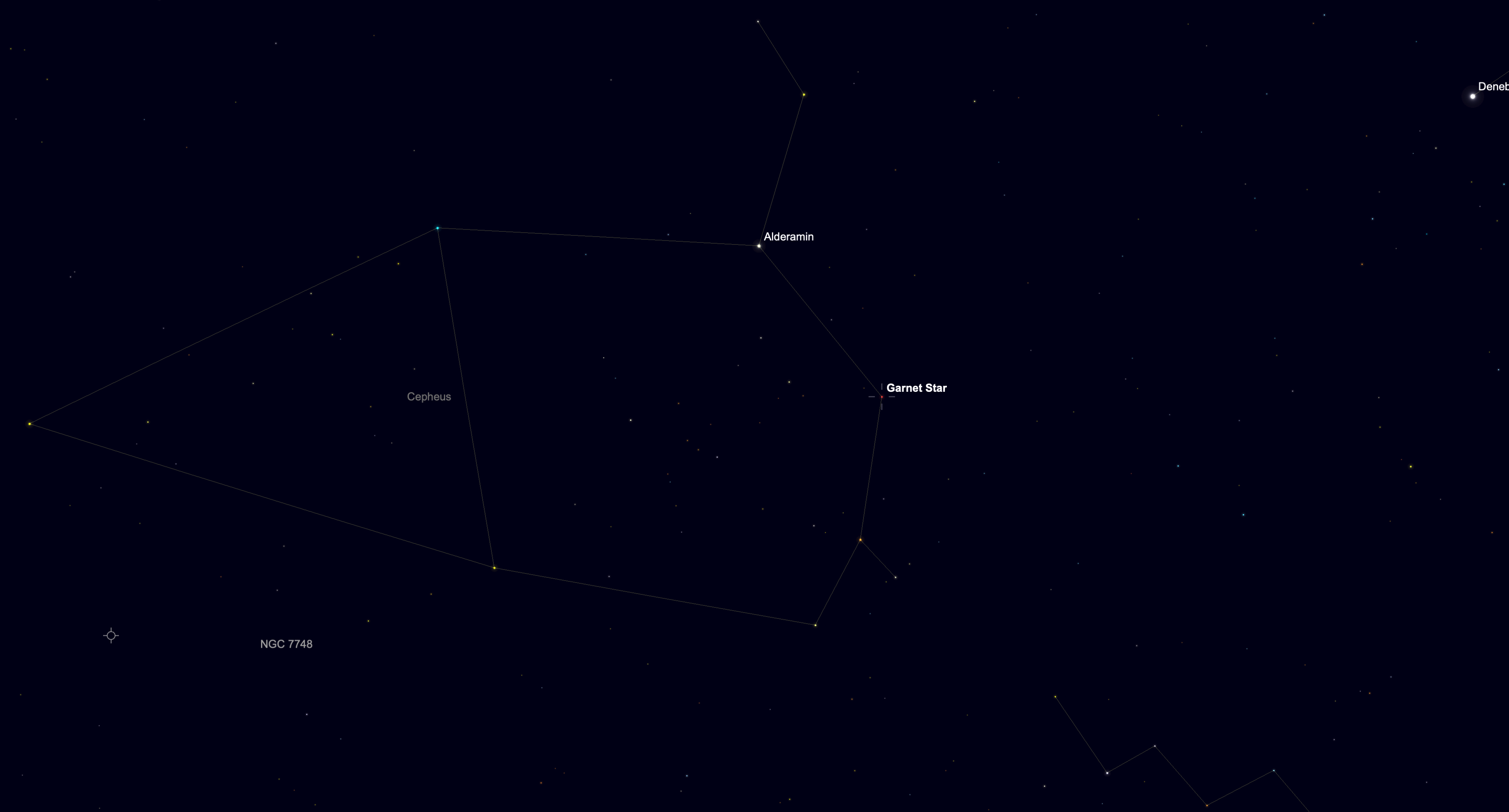 Star chart showing Herschel's Garnet Star (Mu Cephei) in the constellation Cepheus.