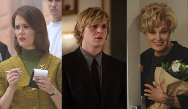 Sarah Paulson in Asylum, Evan Peters in Coven and Jessica Lange in Murder House, American Horror Story