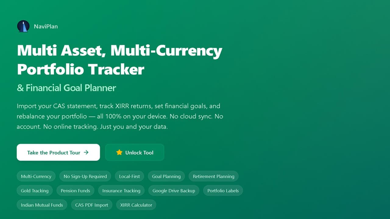 Screenshot of NaviPlan portfolio tracker