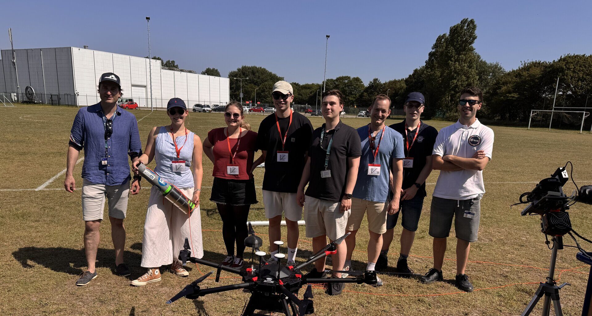Student team and advisors during retroreflector test campaign at ESTEC