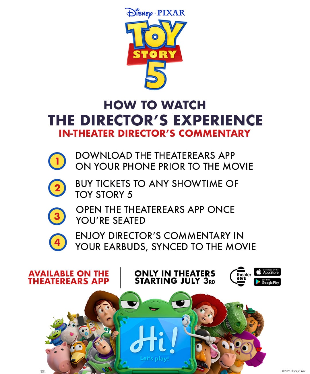 Toy Story Directors Experience Instructions