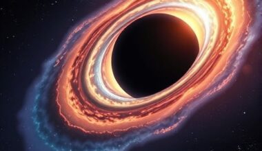 Artist's conception of a tidal disruption event that occurs when a star wanders too close to a supermassive black hole. Courtesy NRAO/AUI/NSF/NASA Hill