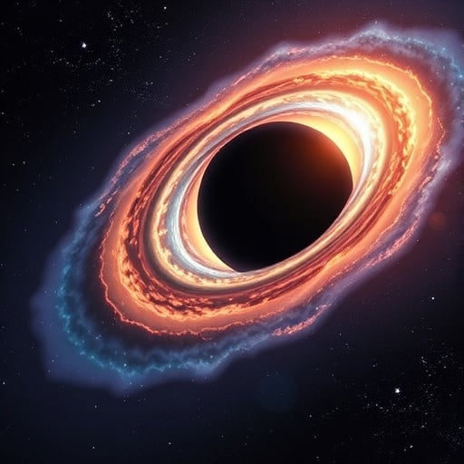 Artist's conception of a tidal disruption event that occurs when a star wanders too close to a supermassive black hole. Courtesy NRAO/AUI/NSF/NASA Hill