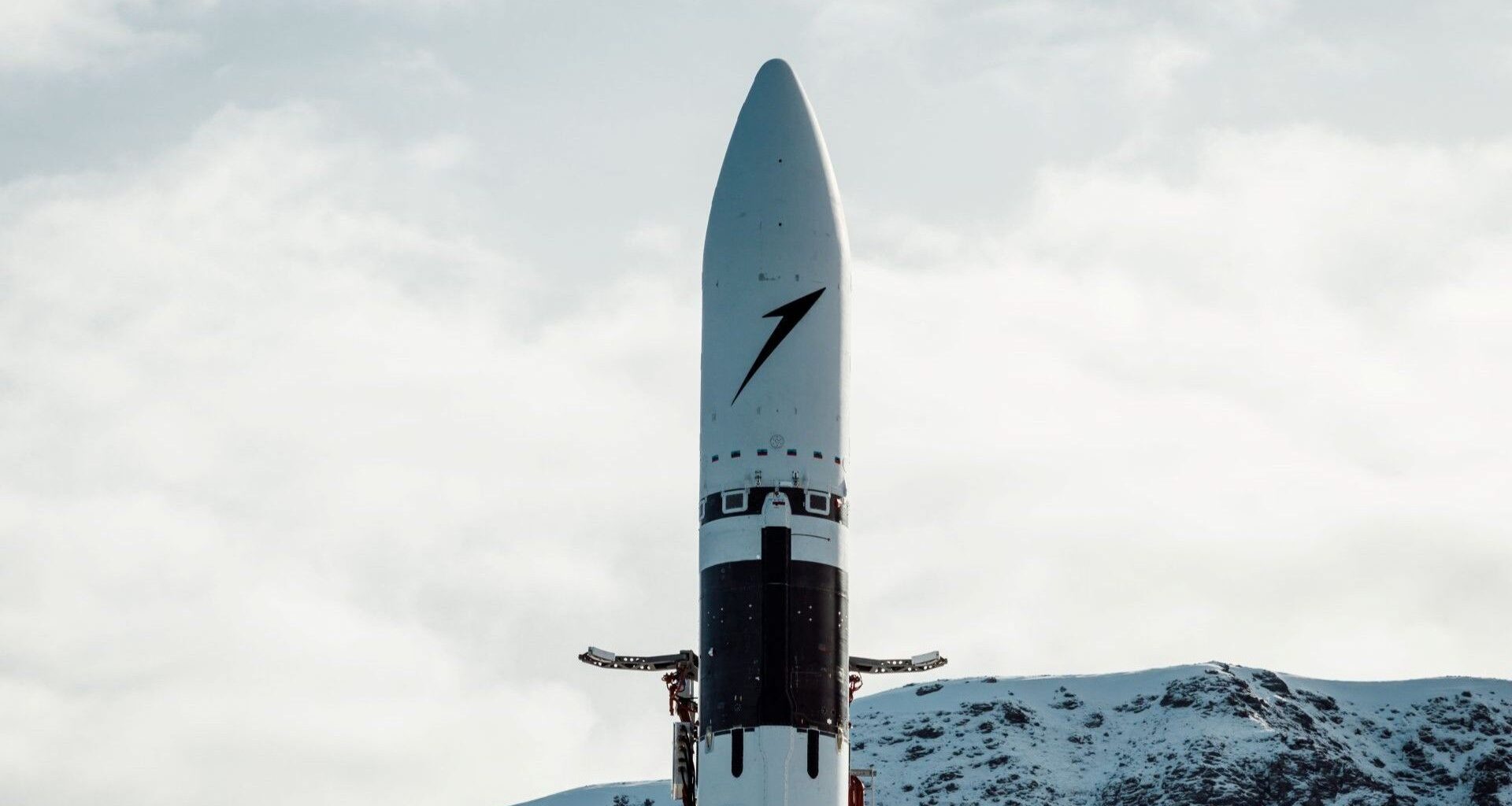 An Isar Aerospace Spectrum rocket stands at Andoya Spaceport in Norway.