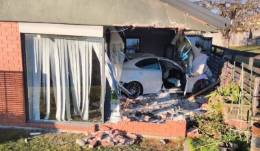 Te Awamutu property destroyed after car crashes into lounge, just misses elderly woman