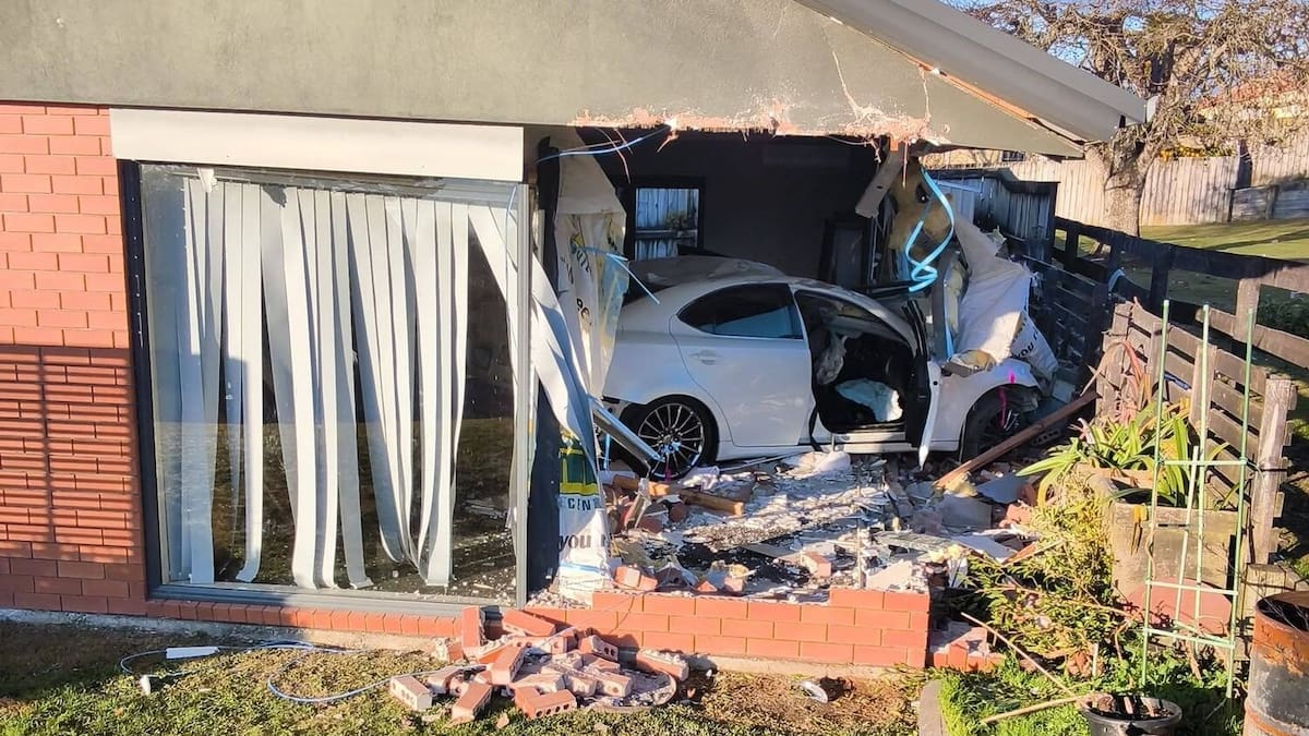 Te Awamutu property destroyed after car crashes into lounge, just misses elderly woman