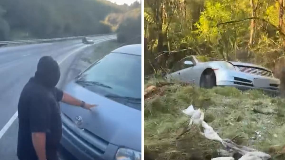 Watch: Black ice crash near Gisborne caught on video as car skids off SH2