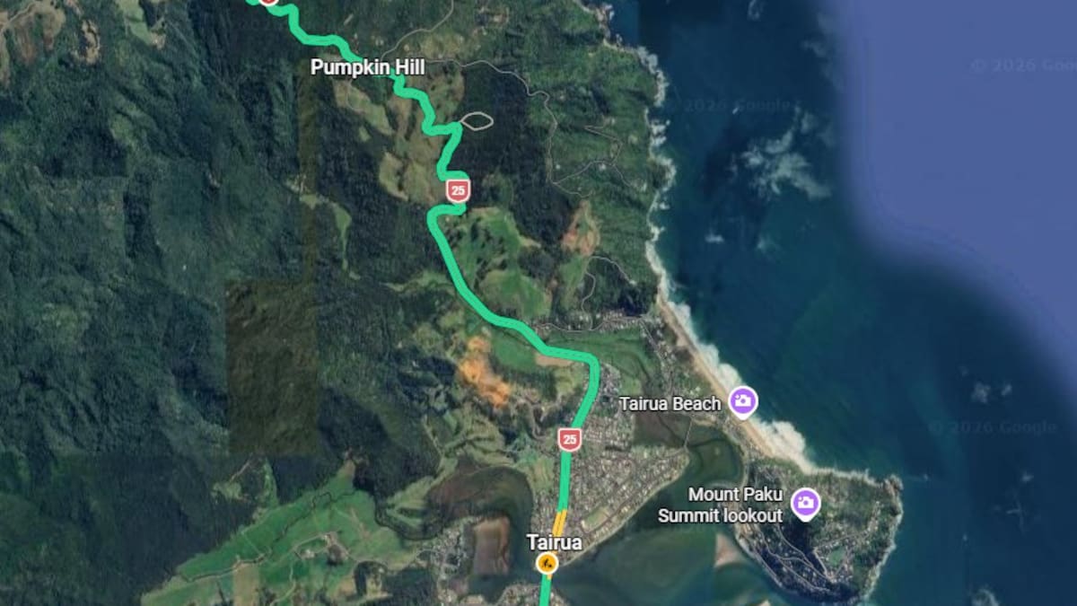 Four injured and road closed after crash near Tairua, Coromandel