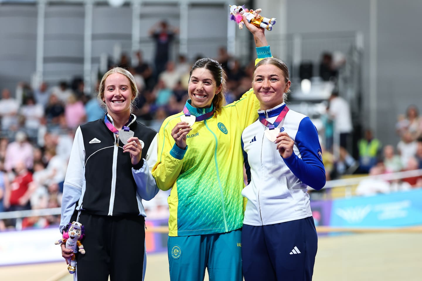 Sami Donnelly (left) celebrates winning silver. Photo / Photosport