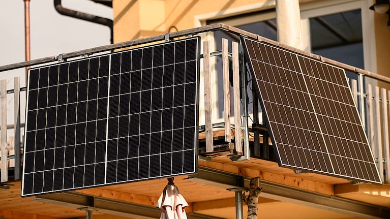 A balcony solar power plant is seen on October 16, 2025 in Riegsee, Germany.