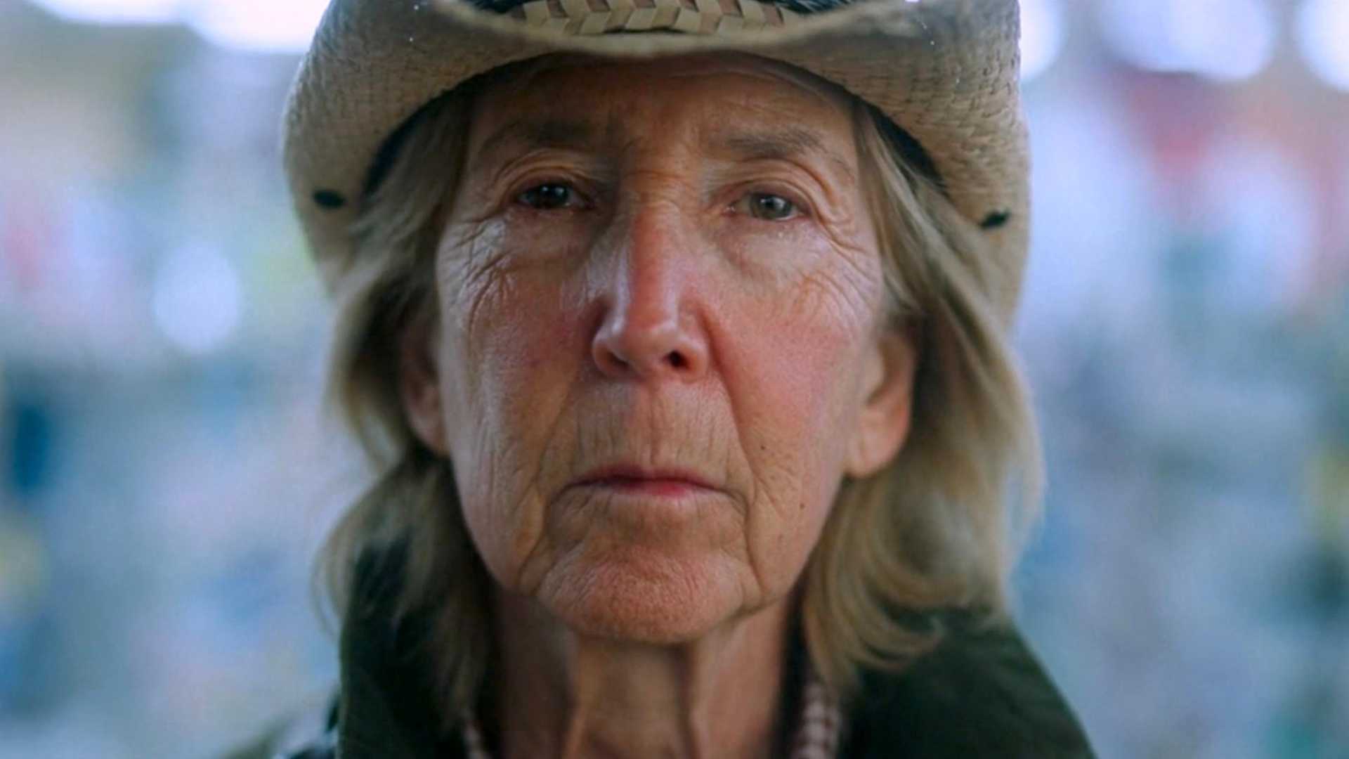 a close up of Lin Shaye's face in the last stand of Ellen cole