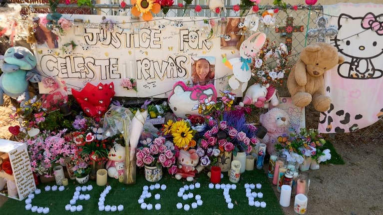 A makeshift memorial for Celeste Rivas Hernandez.