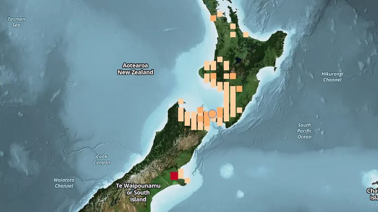 A map showing where last night's earthquake was felt.
