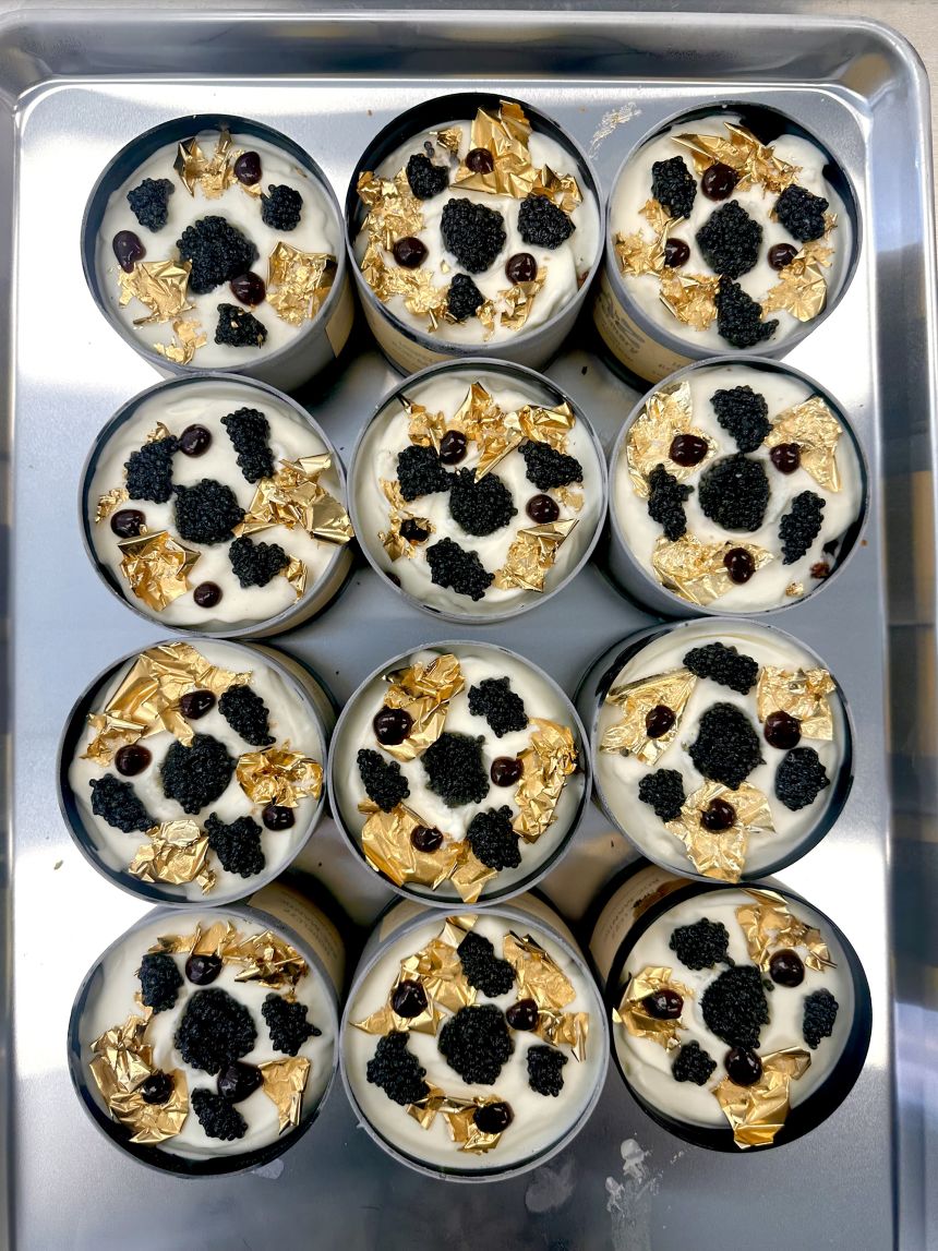 A to Z Creamery's $100 anniversary pint, featuring caviar and gold leaves.