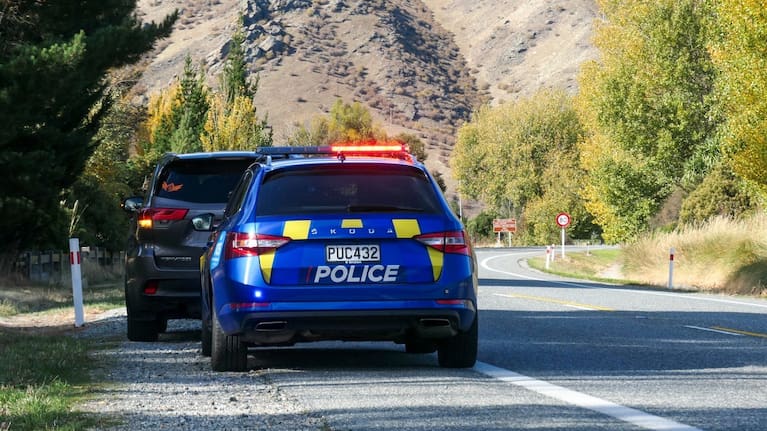 Police pulling a vehicle over in an 80km/h speed zone in Central Otago.Central