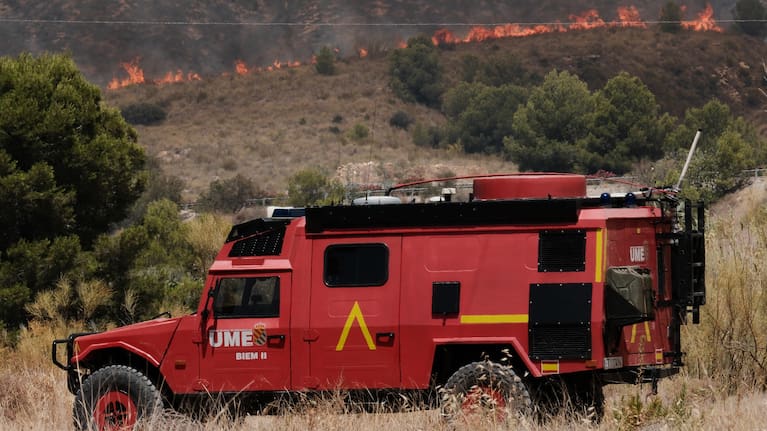 A wildfire rages in Alfajir, near Almeria in southeastern Spain.