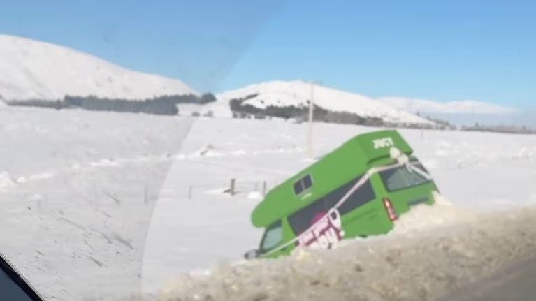 Accidents along State Highway 8 on Saturday amid heavy snowfall.