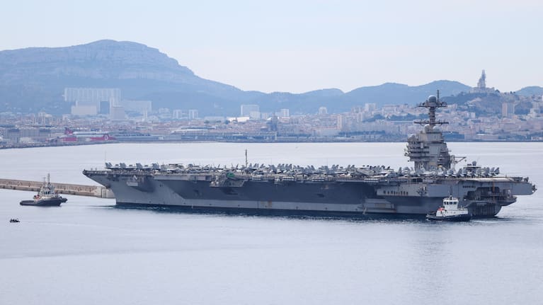 he world's largest nuclear-powered aircraft carrier, the USS Gerald R. Ford, arrives at the Port of Marseille, France, for a one-week port visit.