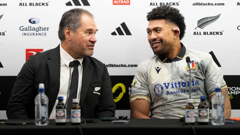 All Blacks head coach Dave Rennie and skipper Ardie Savea speak to the media after the victory over Italy.