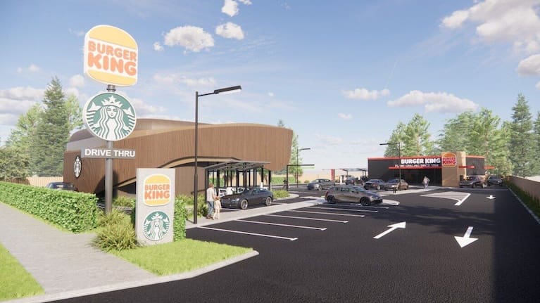 An artist's impression of what BK/Starbucks Tīrau will look like. (Source: Tahua Group)