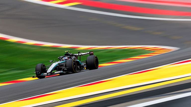 Andrea Kimi Antonelli of Italy driving the (12) Mercedes AMG Petronas F1 Team W17 on track during practice ahead of the F1 Grand Prix of Belgium