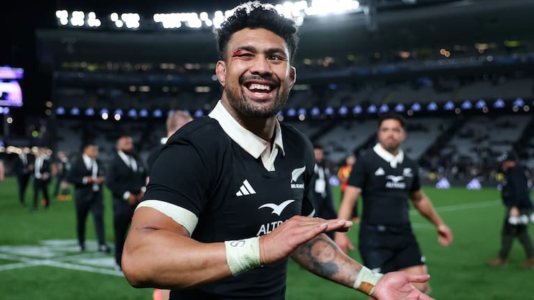 Ardie Savea celebrates the All Blacks' recent victory over Ireland at Eden Park.