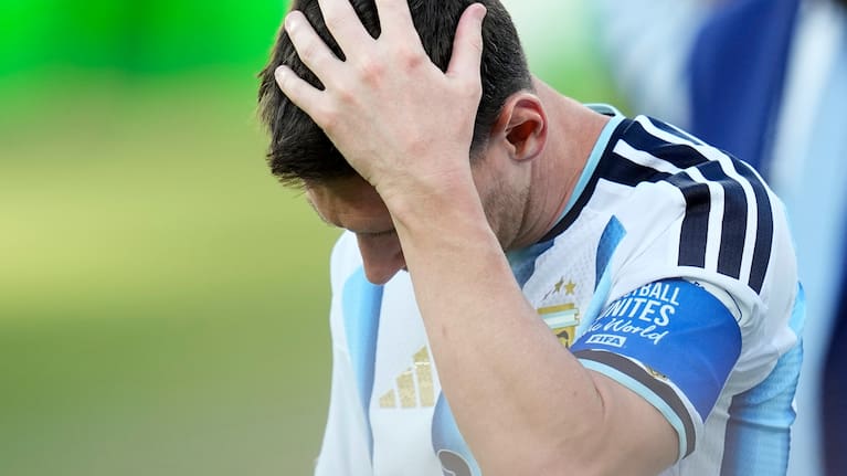 Argentina's Lionel Messi reacts at the end of the World Cup final soccer match between Spain and Argentina in East Rutherford, N.J., near New York, Sunday, July 19, 2026.