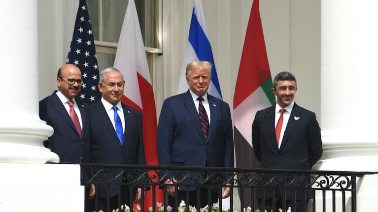 Leaders attend the signing ceremony of the Abraham Accords, at the White House on September 15, 2020.