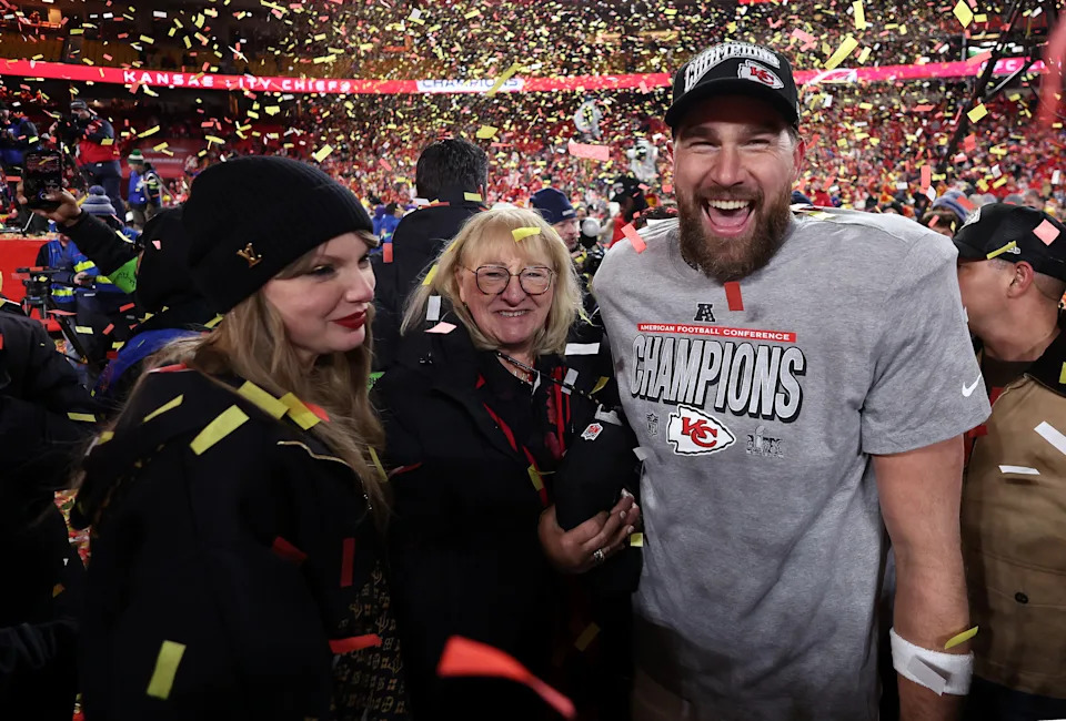 The Grammy winner was by Kelce’s side when his team won the Super Bowl in 2024 (as seen here). Getty Images