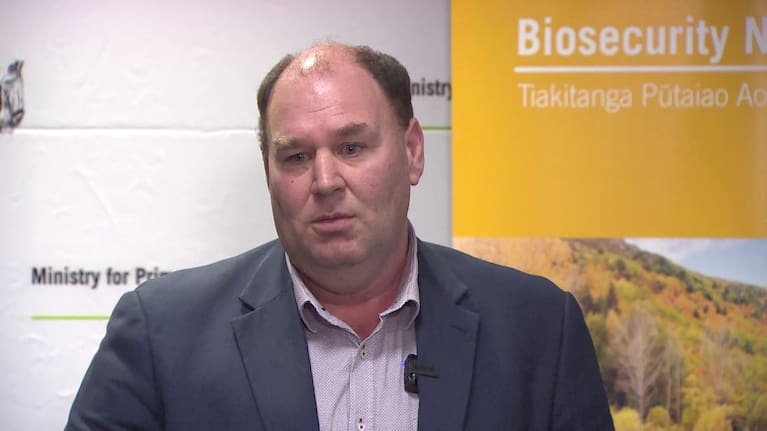 Biosecurity Minister Andrew Hoggard at a press conference announcing New Zealand's first case of H5 bird flu.