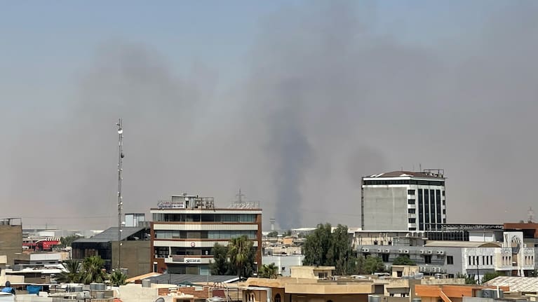 Black smoke rises following explosions near a military base hosting U.S. forces in the northern Iraqi city of Irbil, Friday, July 24, 2026