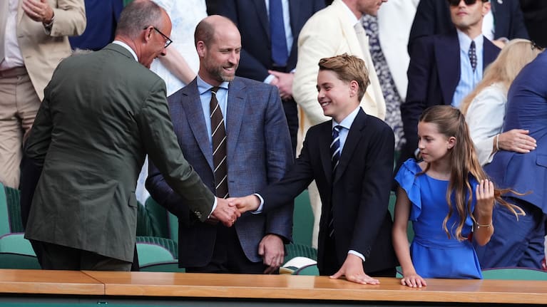Prince William joined his wife Kate and two of their children for the men's final at Wimbledon