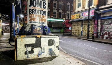Photo feature: fly-posting, posters and stickers on the streets of Brixton, July 2026
