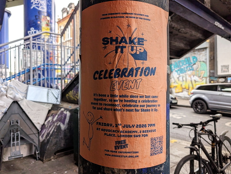 Photo feature: street posters and stickers on the streets of Brixton, July 2026