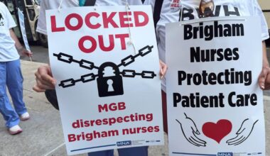 Brigham and Women's Hospital nurses locked out after ending one-day strike in Boston: "Let us in!"